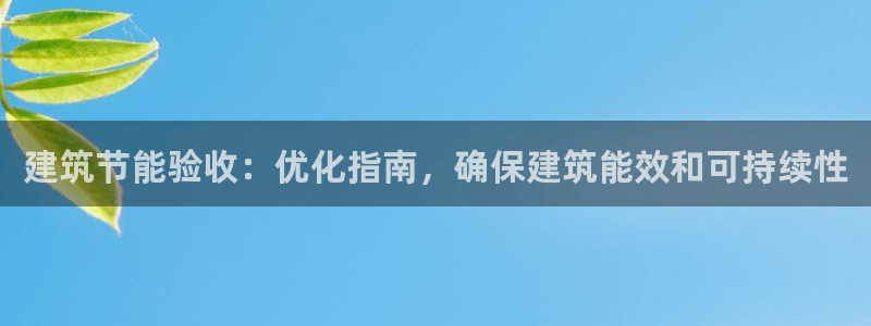 e尊国际app：建筑节能验收：优化指南，确保建筑能效和可持续性